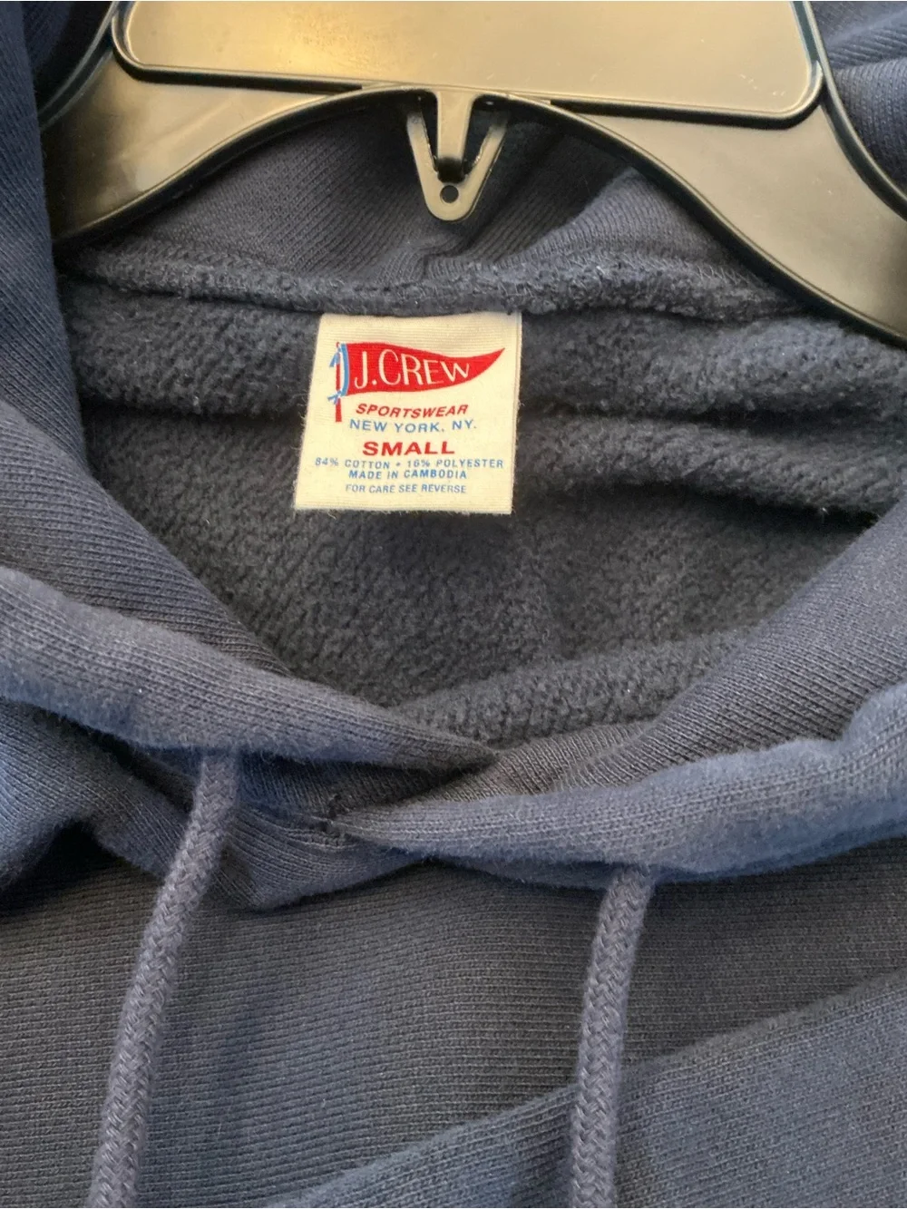 J. Crew 14oz Fall Fleece Heritage Hoodie Navy Pullover Sweatshirt Mens Unisex SM
